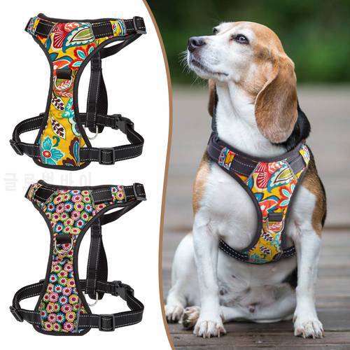 No Pull Nylon Dog Harness Vest Reflective Dog Harness Adjustable Printed Pet Puppy Harnesses For Small Medium Large Dogs S-XL