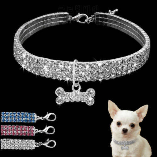 Hot Bling Rhinestone Dog Necklace Collar Diamante Jeweled Pendant for Pet Puppy All Seasons 2019 New cute