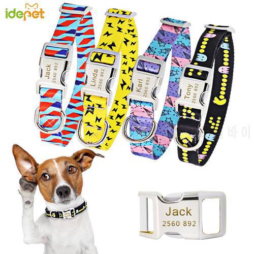 Dog Collar Personalized Nylon Big Small Dog Collars Chihuahua Puppy Collar Engrave Name ID for Small Medium Large Pet Pitbull 35
