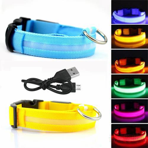 Adjustable Dog LED Flashing Collar USB Rechargeable Pet Glowing Collar Necklace For Dog Cat Outdoor Night Safety Walking Collar