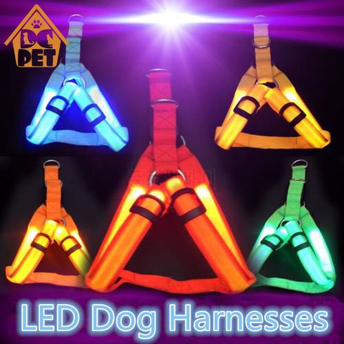 Nylon Pet Safety LED Harness Dog Product Flashing Light Harness LED Dog Harness Leash Rope Belt LED Dog Collar Vest Pet Supplies