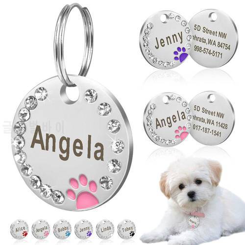 25mm Metal Round Non-Customized Engraved Dog Tag Anti-Lost Dogs Collar Cats Id Tags Bone Paw Name Dog harness leash Pet Products