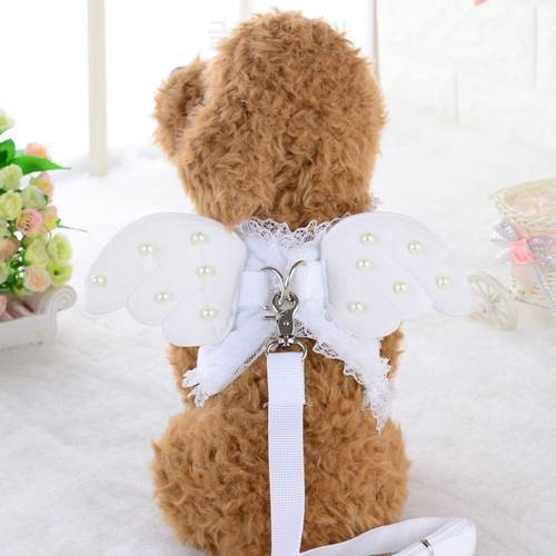 Cute Angel Wing Princess Pet Dog Harness Leashes Puppy Pearl Accessories Adjustable Leashes Size S-L For Small Dogs