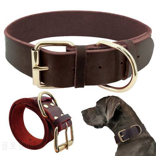Dog Puppy Collar Genuine Leather Pet Collars For Small Medium Large Dogs Real Leather German Shepherd Big Dog Collar XS-XXL