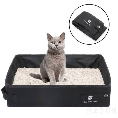Oxford Cloth Cat Litter Box Foldable Portable Splash-Proof Pet Cat Litter Pan For Traveling Car Outdoor Collapsible Litter Box