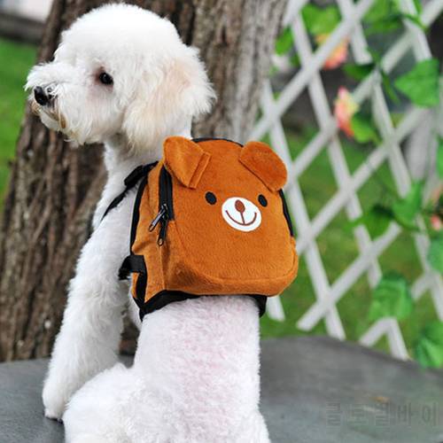 Cute Pet Backpack Harness Travel Outdoor Hiking Adjustable Leash Saddlebag for Small Dogs