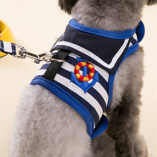 Blue Stripe Dog Harness Set Dog Leash Lead Set Perro Honden Pet Shop Pet Harness Small dog Harness Pet Collar Supplies