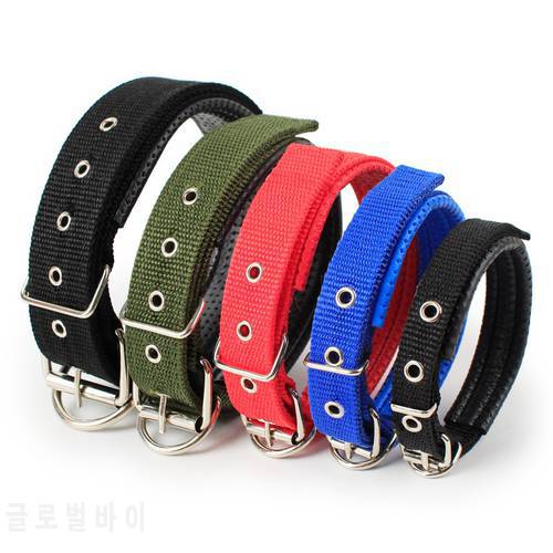 Dog collar nylon light collar soft leather lined dog foam collar simple refreshing 4 color 5 specifications pet supplies
