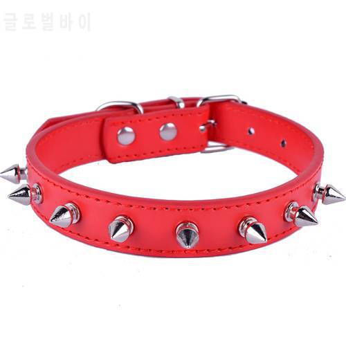 Cool Spiked Studded Dog-Collar Fashion Black Purple Red Leather Collars Perro Pet Necklace Adjustable Size S/M/L
