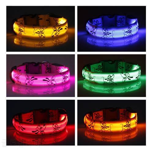 Nylon LED Dog Light Collar Cat Night Safety Flashing Glow Dark Electric Pets Head Chain for Small Middle Chihuahua Pug