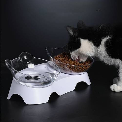 New Pet Cats Bowl With Anti-Slip Holder Transparent Cat Food Dish Pet Feeder Water Bowl Perfect For Cats And Small Dogs Supplies