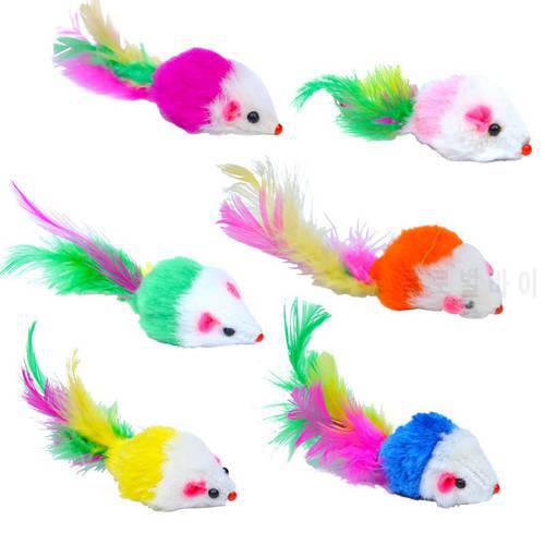 Cat toys False Mouse Pet Cat Toys Mini Funny Playing Toys Interactive For Cats with Colorful Feather Plush Mini Mouse Toys 23