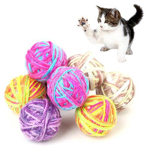 Pet Kitten Bell Fun Games Woolen Yarn Ball Exercise Scratch Play Chewing Pet Toy