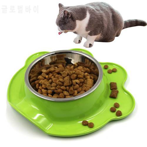 Pet Food Bowl Spill Resistant Stainless Steel Cat Bowl Dog Bowl Pet Feeding Bowl with Anti-slip Base
