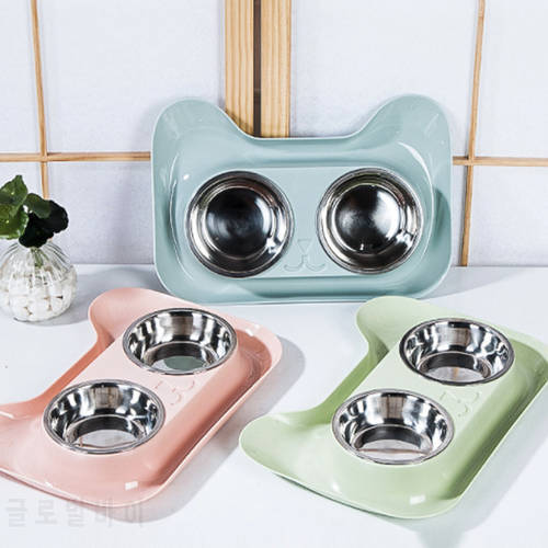 Cat Bowls 1Pc Durable Double Stainless Steel Dog With Non-Spill & Non-Skid Design For Pet Food And Water Elevated Feeder Hot