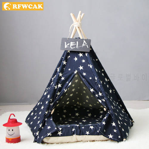 RFWCAK Pet Cat Tent Dog Bed Washable Teepee Cat Toy House Puppy Dogs Small Animals Home Katten Mand Portable Tent Pet Supplies