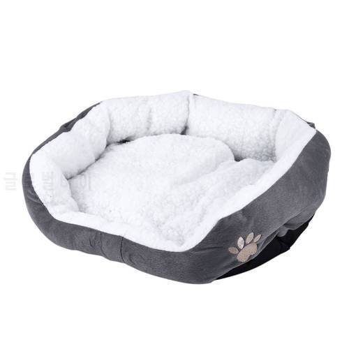 WSFS Hot 50 x 40cm Lambskin Dog Paw pattern Pet&39s Nest Warm Washable Bed Sleeping Fleece Basket with Cushion For Puppy Dog Cat