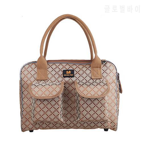 Pet Dog Fashion Plaid Oxford Cloth Handbag Breathable Outdoor Travel Carries Bags For Small Bags Cats PB739