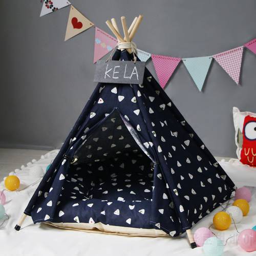 Breathable Print Pet Cat House Outdoor Indoor Cat Small Dog Tent House Portable Tent With Cushions Mats Pet Supplies Dog Beds