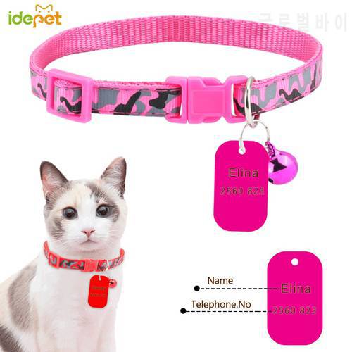 Reflective Customized Cats Collars Harnesses Cat Sheet Personalized Dogs ID Tag Cats Collar Dog Name Phone Pet Product 30
