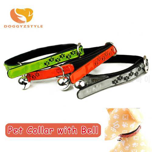 Pet Collar Paw Print Pattern Reflective Dog Traction Rope With Bell Haulage Rope Necklace Pet Leash Retractable Pet Collar Leash
