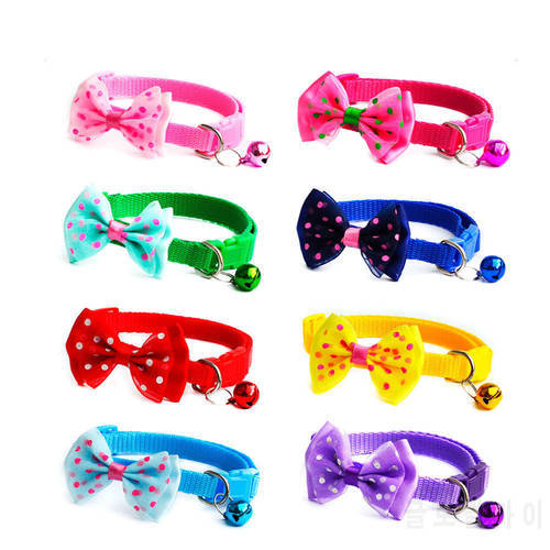 1pc Candy Color Adjustable Bow Tie Bell Bowknot Sale Cat Collar Necktie For Puppy Kitten Dog Cat Pet With Flower