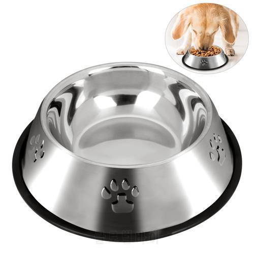 Pet Bowl Stainless Steel Anti-Slip Cat Paw Pattern Pet Feeder Bowls Cat Food Bowls Pet Water Food Feeder Pet Feeding Supplies