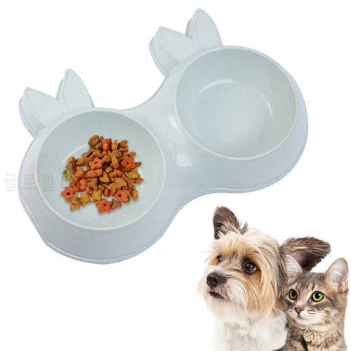 Non-Slip Pet Double Bowls Creative Wheat Material Anti-Slip Double Bowls For Dog Cat Food Water Feeder Pet Feeding Supplies