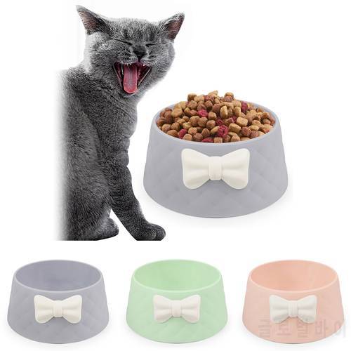 Pet Plastic Bowls Creative Shock-Proof Lovely Bowknot Decor Cat Food Bowl Dog Water Bowl Pet Feeder Cat Dog Feeding Supplies