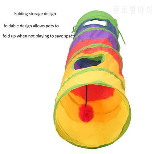 Funny Pet Tunnel Cat Play Rainbow Tunnel Brown Foldable 2 Holes Cat Tunnel Kitten Toy Bulk Toys Rabbit Tunnel Cat Cave 5