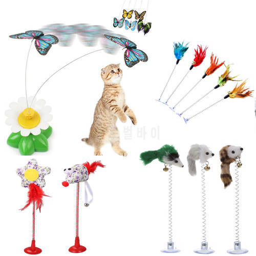 Pet Cat Toys Funny Electric Rotating Toy Spring Toy for cat Colorful Butterfly Animal Interactive Training Pet Cats Toys