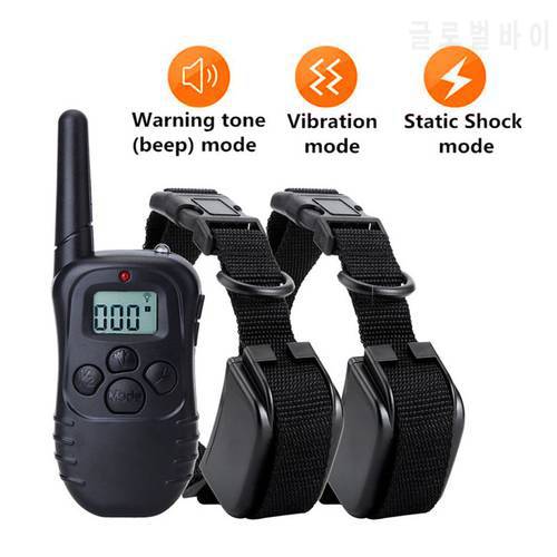 Electric Dog Training Collar LCD 300m Remote Control Shock Vibration Trainer E-collar for All Size Dog Pet Supply Battery Power