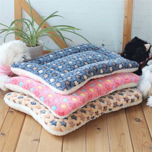 Pink Blue Star Breathable Cat Bed Rest Dog Blanket Winter Foldable Soft Tactility Pet Cushion Coral Cashmere Soft Warm Sleep Mat