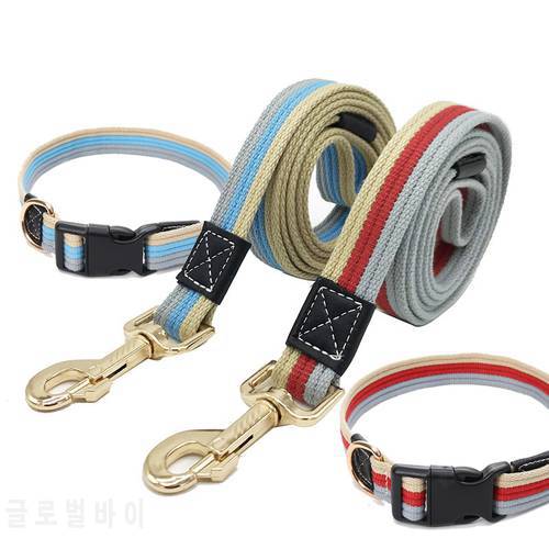 Thick Canvas Pet Dog Leash Collar Adjustable Dog Collar and Leash Set Dog Tracking Leash Collar Small Medium Large Dog Collars