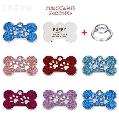 Personalized Engraving Pet ID Tag Lucent Paw Dog Cat Name Tags Collar Accessories Pendant Customized Nameplate With Keyring