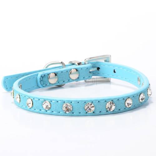 Rhinestone Cat Collar Sueded Skin PU Leather Necklace for Cats Kittens Small Dogs Puppies collar para gatos