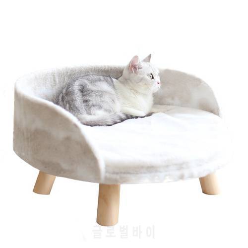 Pet Cat Dog Bed Soft Warm lambswool Wood Legs Bed Pet House Nest Dogs Cat Bed Warm Comfortable House Washable Kennel Dog Beds
