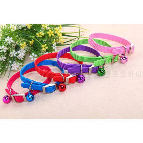 12 pcs/lot Elastic Collier Chat Puppy Pet Dog Cat Collar Bell Coleira Gato for Small Chihuahua Teddy Kitten 1*30cm Wholesale