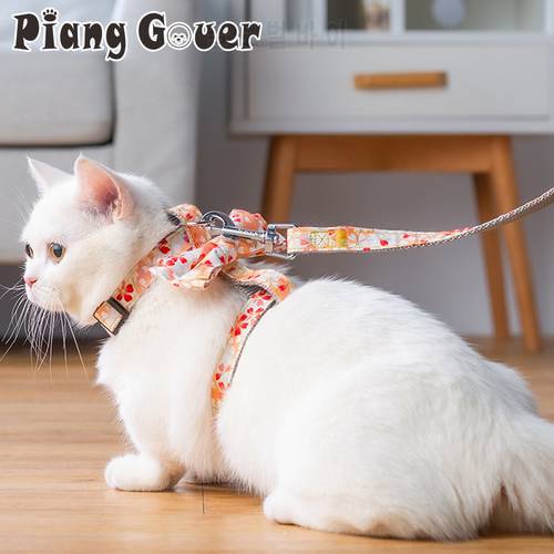 Bow Pet Leashes Chest Adjustable Harness Flower Cats Leashes Walk Chest Strap Japanese Cat Collars