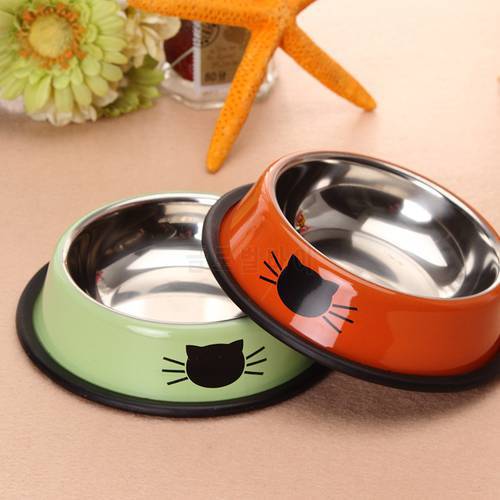 Small Pet Product For Dog Cat Bowl Stainless Steel Anti-skid Pet Dog Cat Food Water Bowl Pet Feeding Bowls Tool 2 Colors
