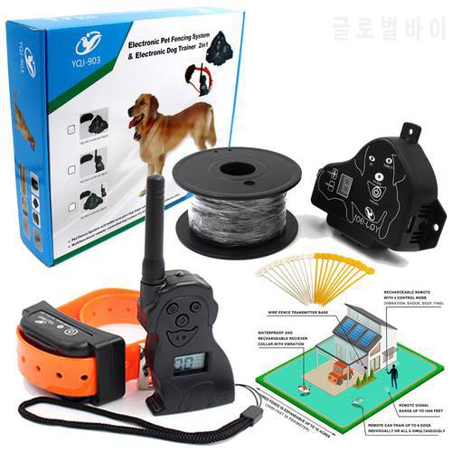 Pet Dog Electric Fence Shock Vibration Sound with Dog Remote Control for small to big dogs training collars Fencing System