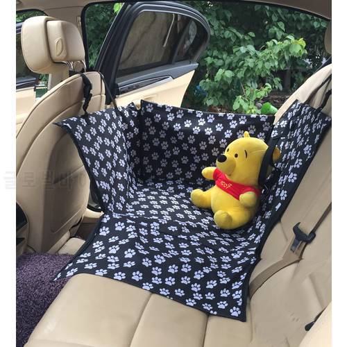 Waterproof Pet Dog Cat Car Seat Cover Protector Mats Hammock Cushion Carrying Single Back Seat Protector Paw Pattern