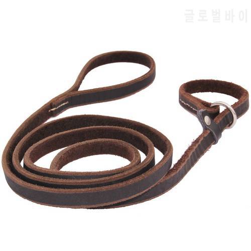 Genuine Leather P Chain Dog Leash Slip Collar pet Walking Lead Real Leather Large Dog Traction Rope For small Medium Big Dogs