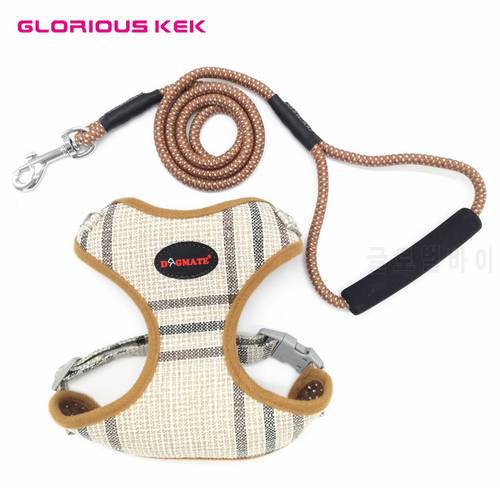 GLORIOUS KEK Dog Harness Chihuahua Small Dog Harness and Leash Set Plaid Adjustable Padded Harness Vest with Walking Lead Handle