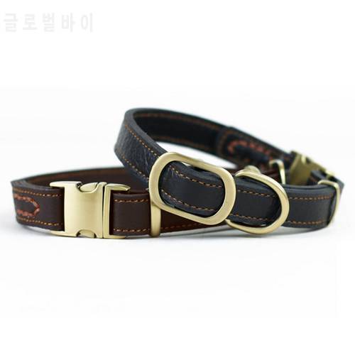 Adjustable Fashion 3 Colors Genuine Leather Cool Necklace Pet Dog Collar For Puppy Cat Medium Large Dogs Neck Strap Pet Supplies