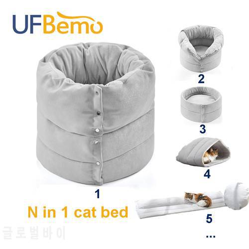 UFBemo N in 1 Cat Bed House Dog Kattenmand Deep Sleeping Cave Pet Home Cozy Cats Beds Tent Nest Carpet Pillow Kennel Cama Gato