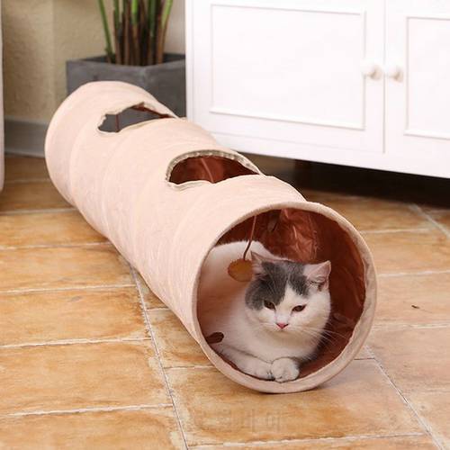 Funny Plush Cat Tunnel Toy Pet Puzzle Tunnel Game Toy Cat Puppies Rabbit Funny Cat Interactive Toy Ball Folding Cat Tunnel Toy