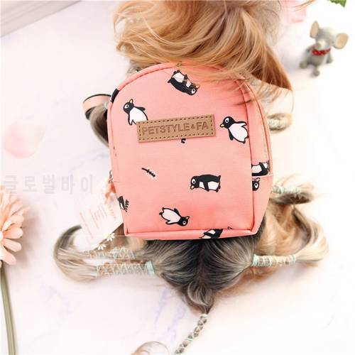 Pink Yellow School Puppies French Bulldog Bag With Leash Set Pet Dog Outdoor Walking Backpack Carrying Bag Pugs Cat Accessories
