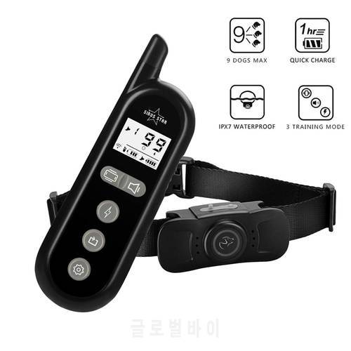 Rechargeable Dog training collar electric shock vibration sound 3 modes IP67 for small to large dog training supplies