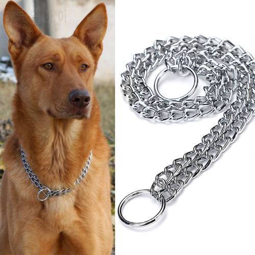 Heavy and Duty 2 Row Metal Chain Slip Collar Cinch Dog Collar Choke Chain Metal Collar for Small Medium Large Dogs Pet Supplies